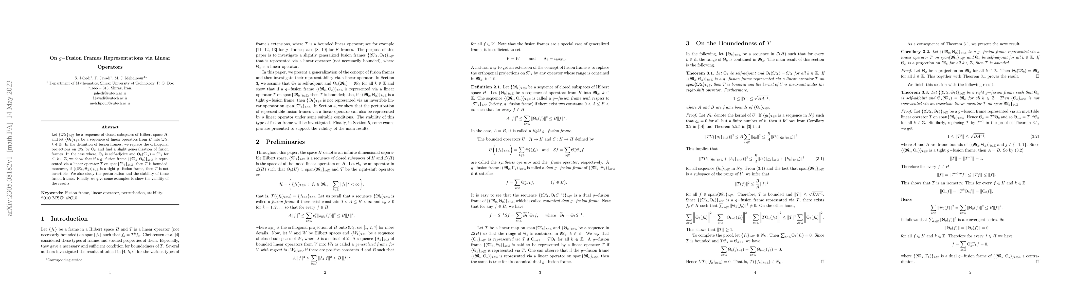 Thumbnail for On $g-$Fusion Frames Representations via Linear Operators