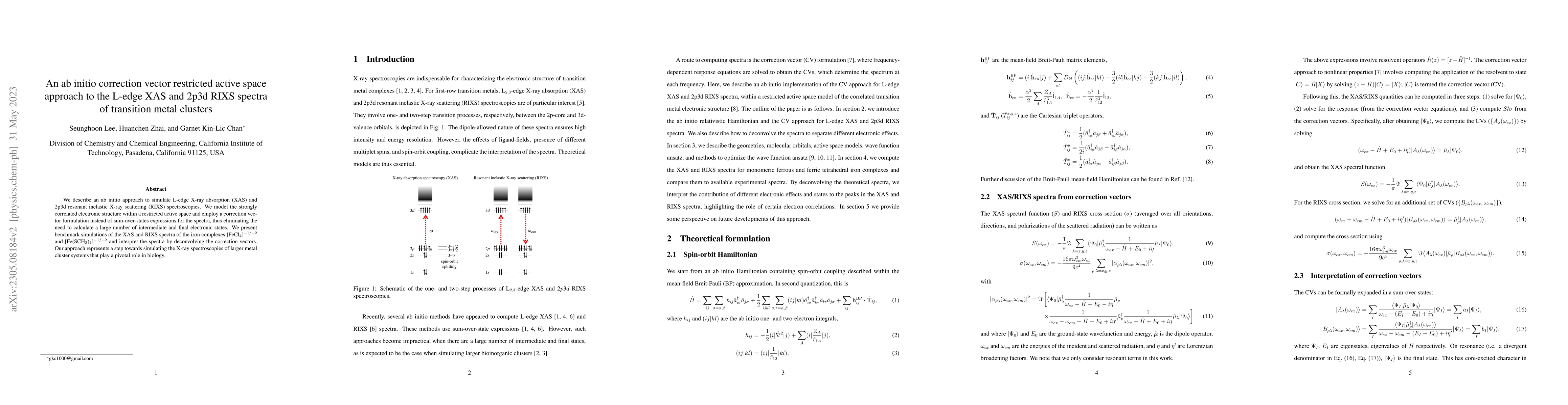 Thumbnail for An ab initio correction vector restricted active space approach to the
  L-edge XAS and 2p3d RIXS spectra of transition metal clusters