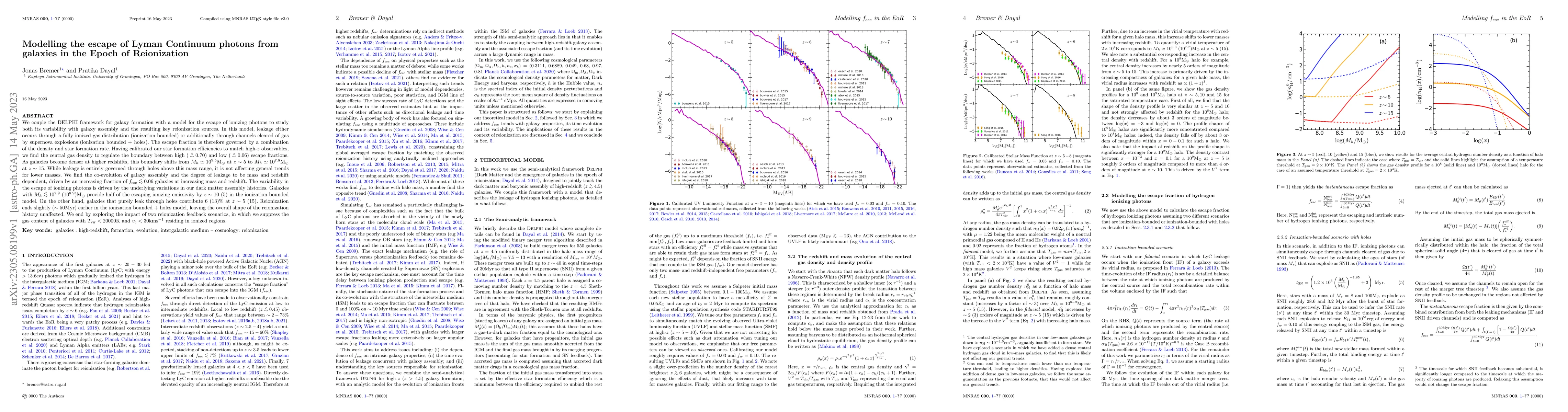 Thumbnail for Modelling the escape of Lyman Continuum photons from galaxies in the
  Epoch of Reionization