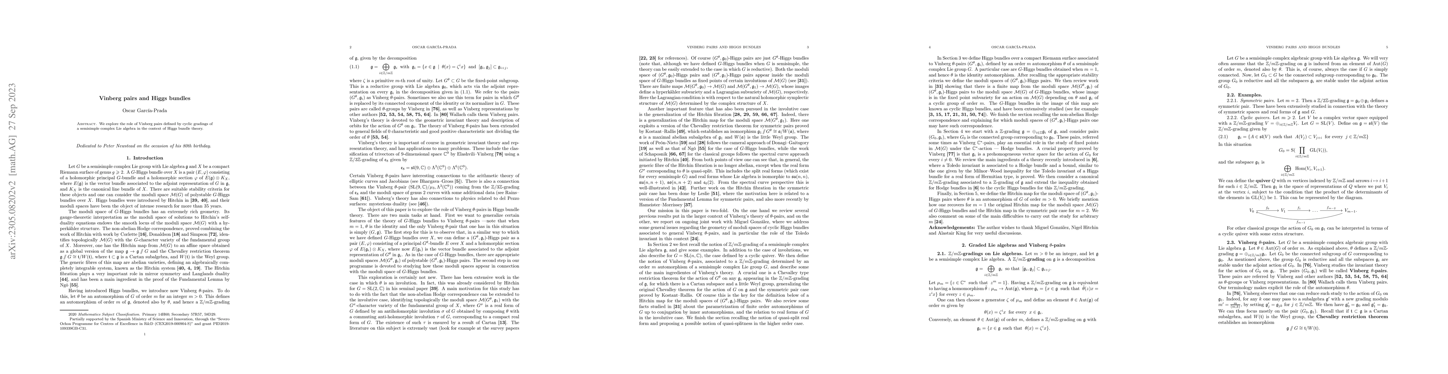 Thumbnail for Vinberg pairs and Higgs bundles
