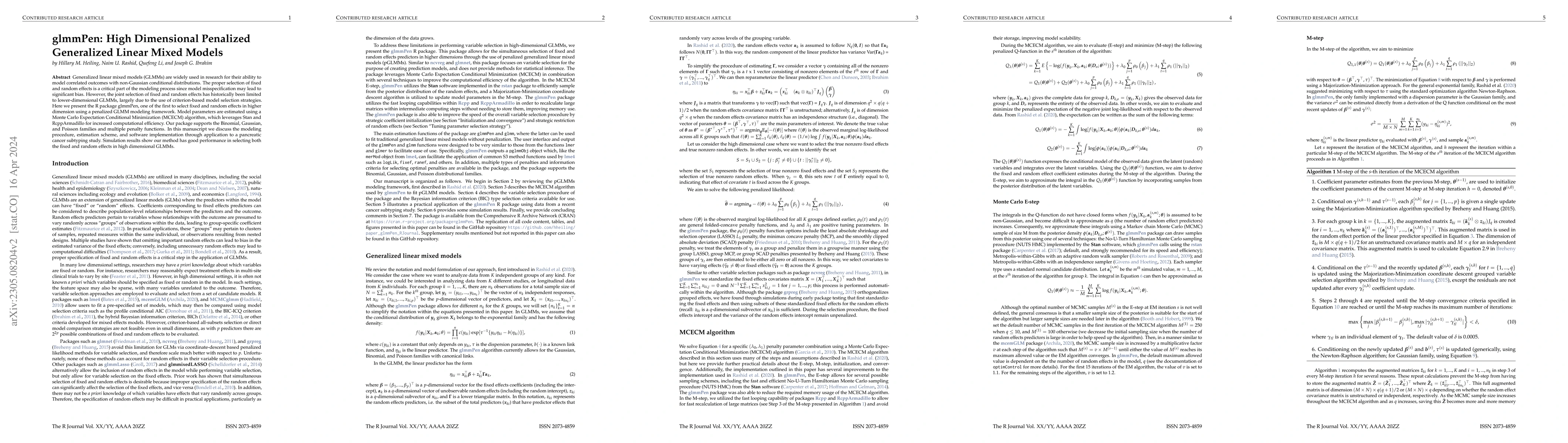 Thumbnail for glmmPen: High Dimensional Penalized Generalized Linear Mixed Models