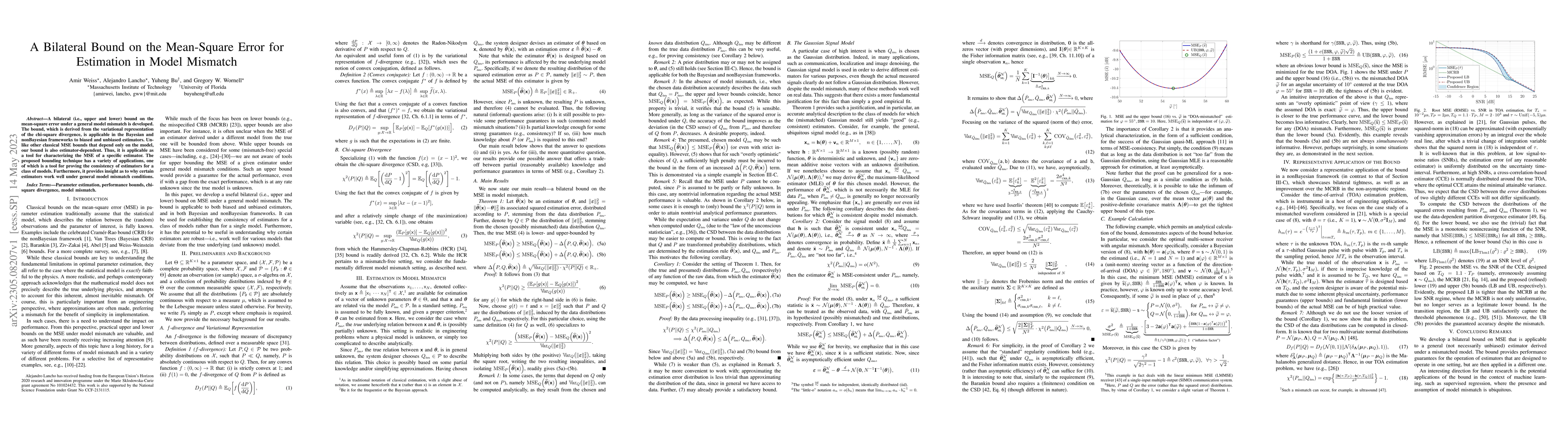 Thumbnail for A Bilateral Bound on the Mean-Square Error for Estimation in Model
  Mismatch