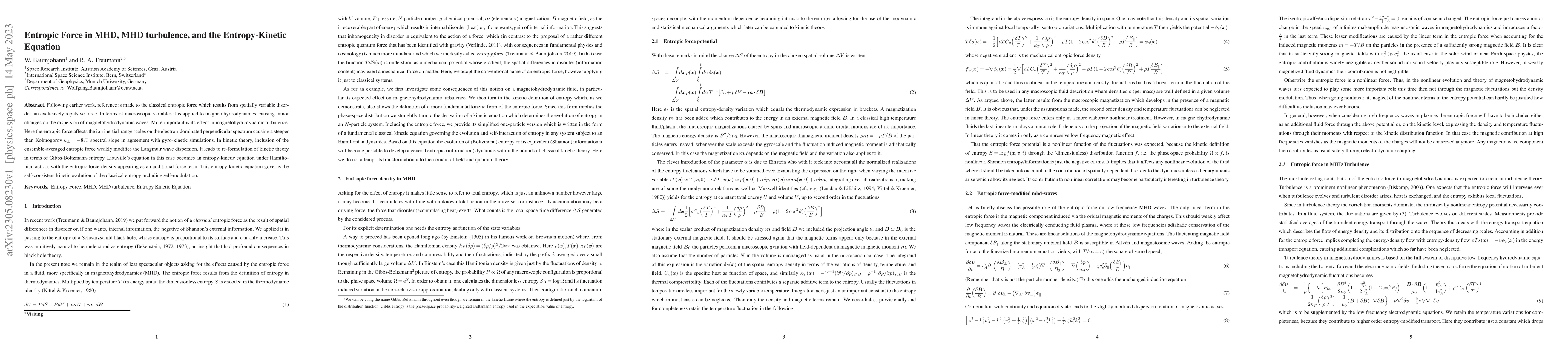 Thumbnail for Entropic Force in MHD, MHD turbulence, and the Entropy-Kinetic Equation