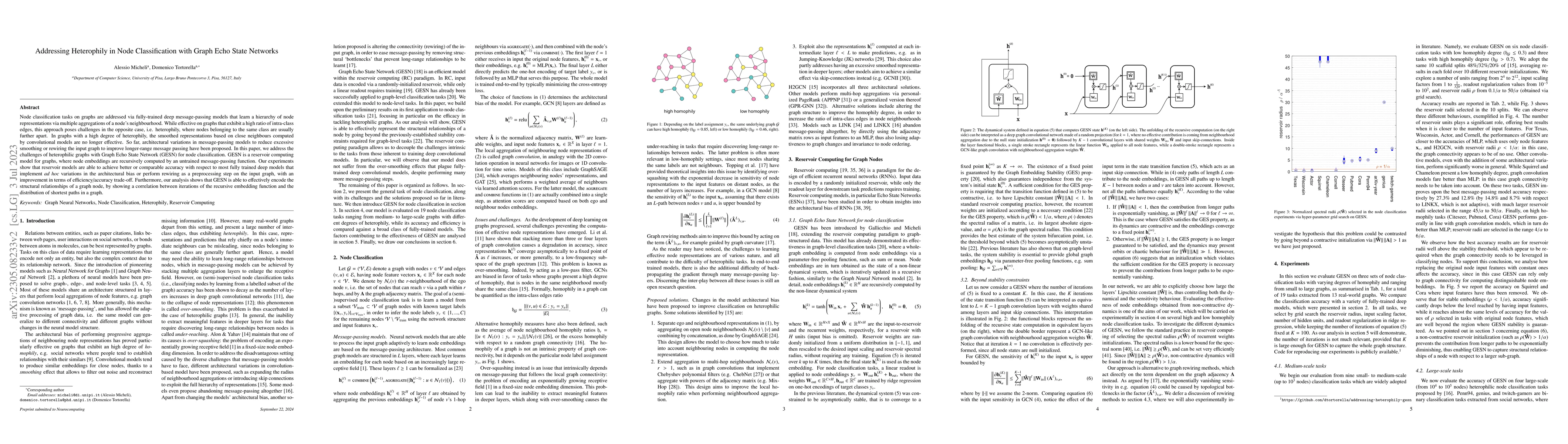 Thumbnail for Addressing Heterophily in Node Classification with Graph Echo State
  Networks