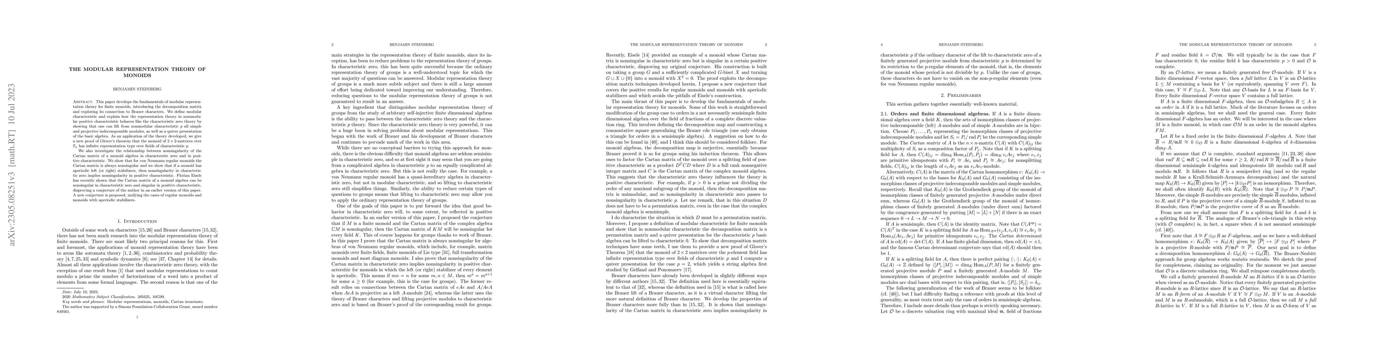 Thumbnail for The modular representation theory of monoids