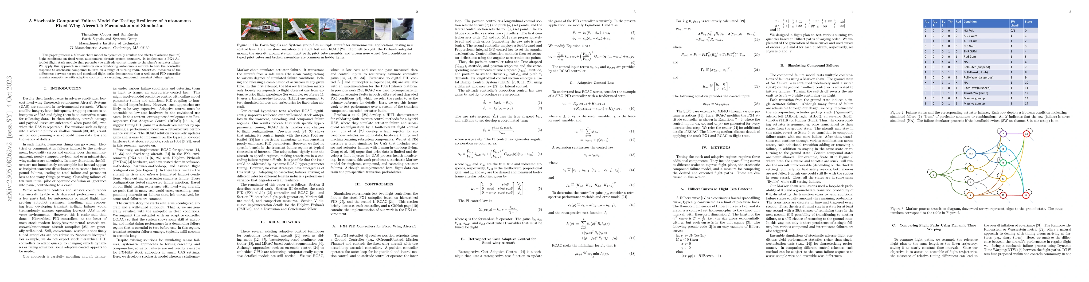 Thumbnail for A Stochastic Compound Failure Model for Testing Resilience of Autonomous
  Fixed-Wing Aircraft I: Formulation and Simulation