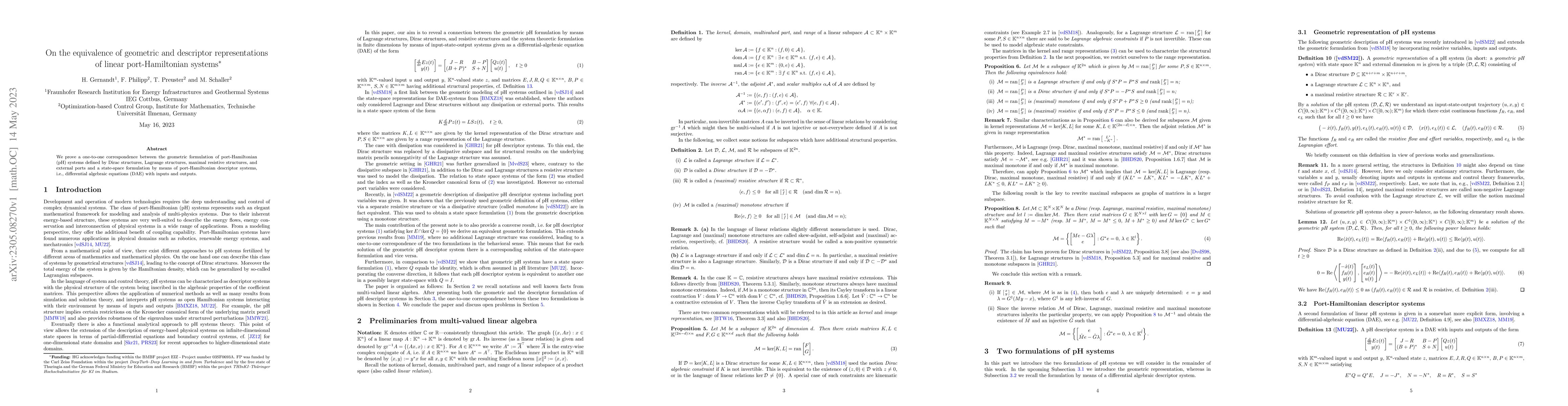 Thumbnail for On the equivalence of geometric and descriptor representations of linear
  port-Hamiltonian systems