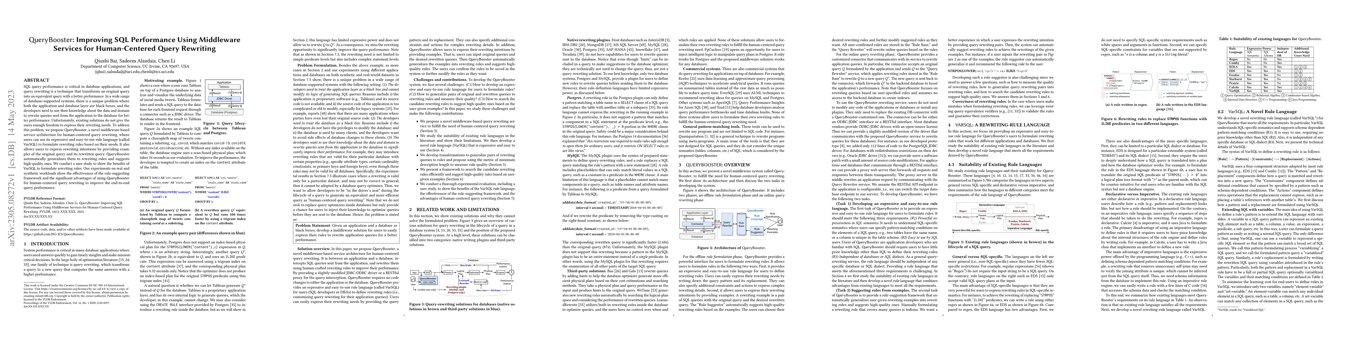 Thumbnail for QueryBooster: Improving SQL Performance Using Middleware Services for
  Human-Centered Query Rewriting