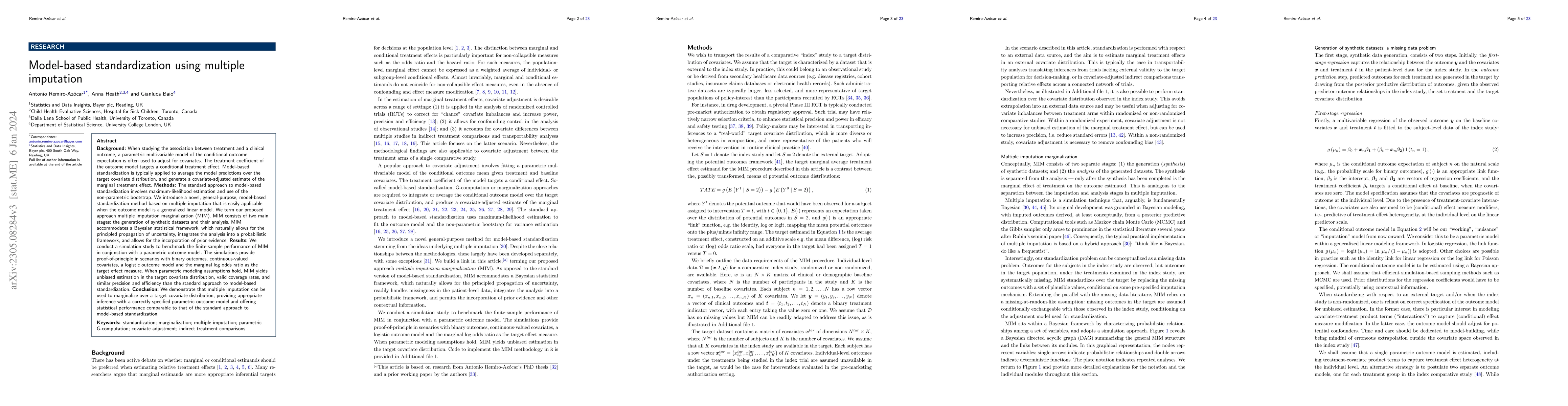 Thumbnail for Model-based standardization using multiple imputation