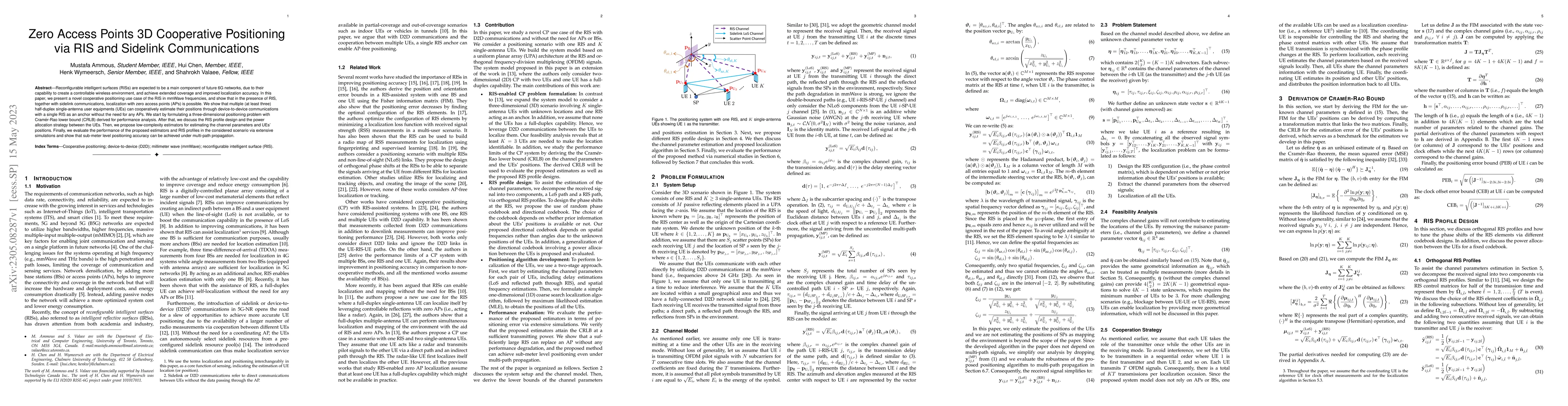 Thumbnail for Zero Access Points 3D Cooperative Positioning via RIS and Sidelink
  Communications