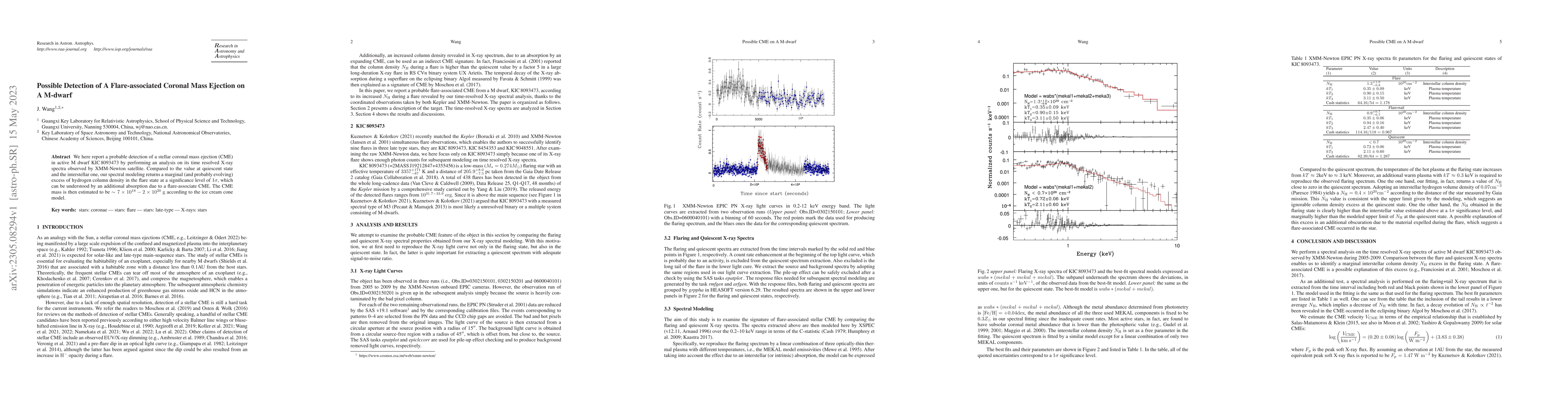 Thumbnail for Possible Detection of A Flare-associated Coronal Mass Ejection on A
  M-dwarf