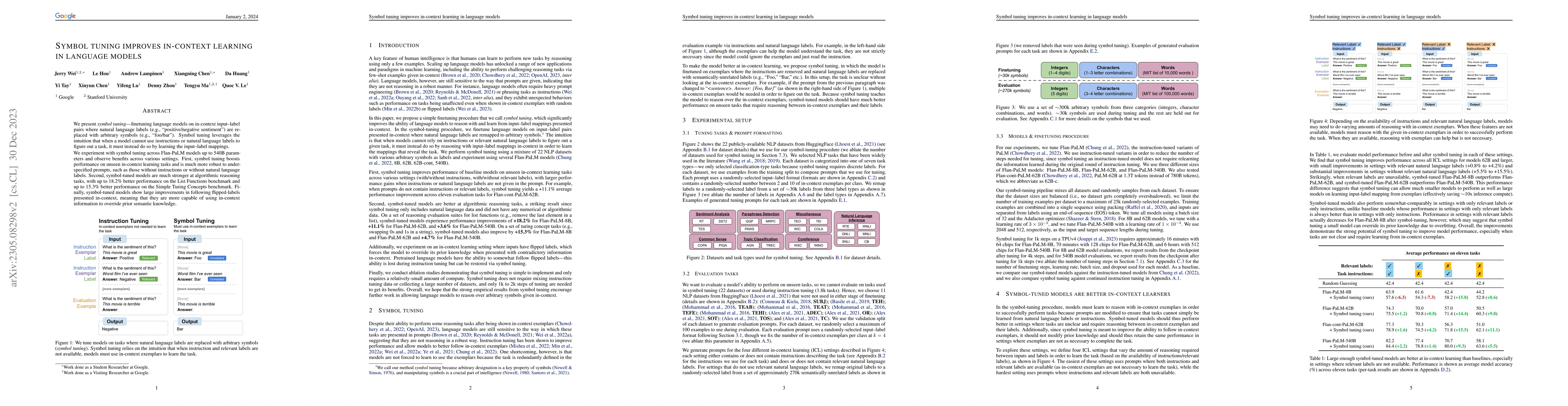 Thumbnail for Symbol tuning improves in-context learning in language models