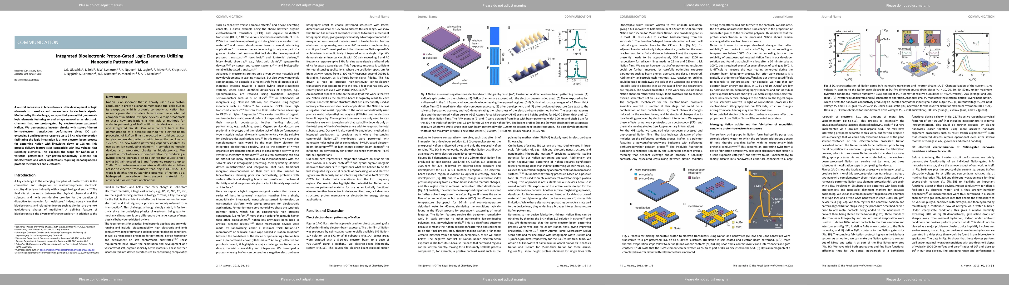 Thumbnail for Integrated bioelectronic proton-gated logic elements utilizing nanoscale
  patterned Nafion