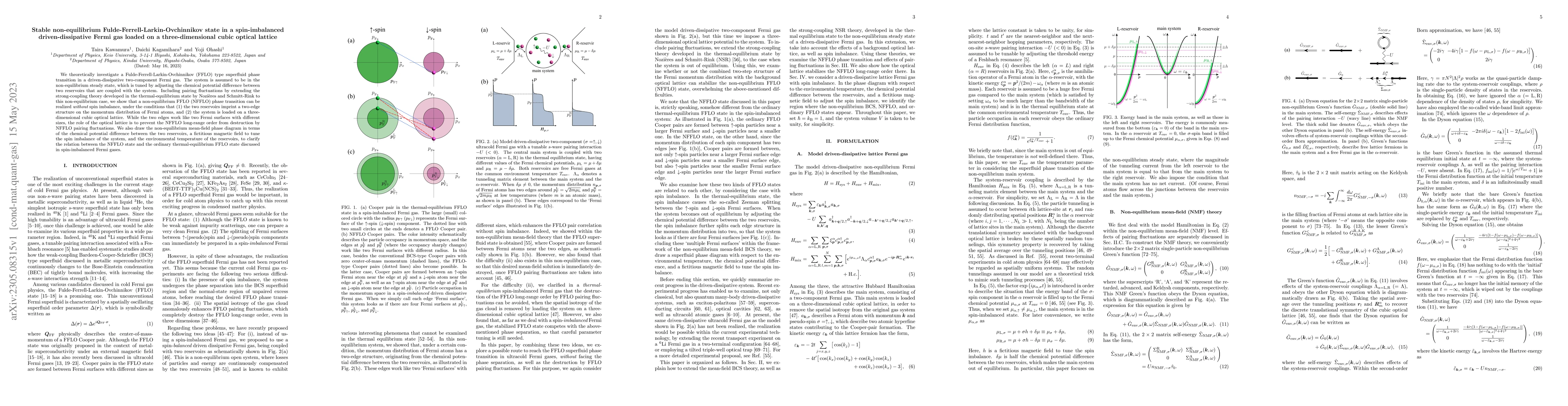 Thumbnail for Stable non-equilibrium Fulde-Ferrell-Larkin-Ovchinnikov state in a
  spin-imbalanced driven-dissipative Fermi gas loaded on a three-dimensional
  cubic optical lattice
