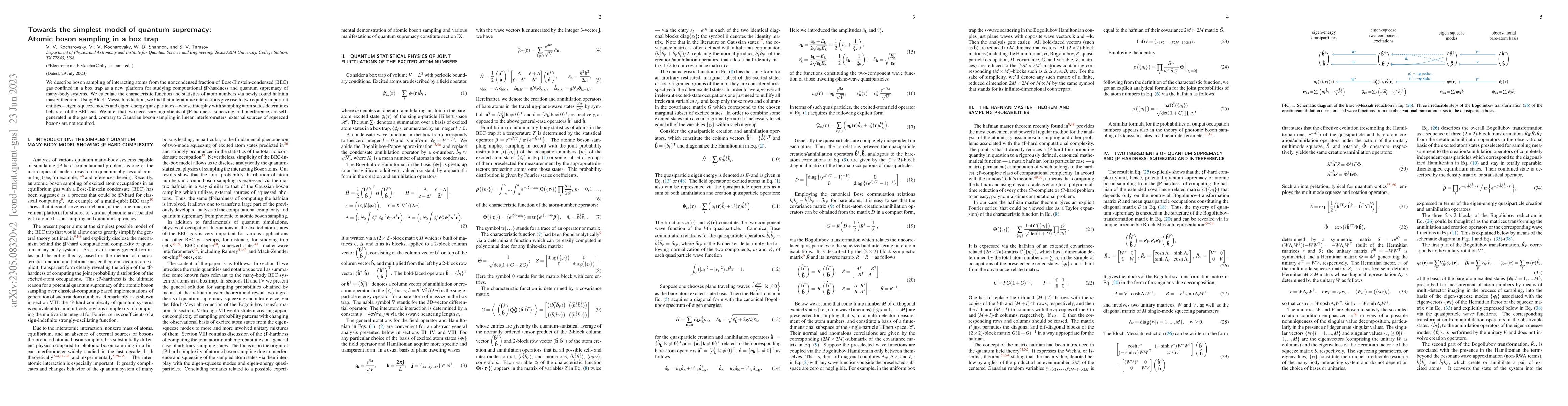 Thumbnail for Towards the simplest model of quantum supremacy: Atomic boson sampling
  in a box trap