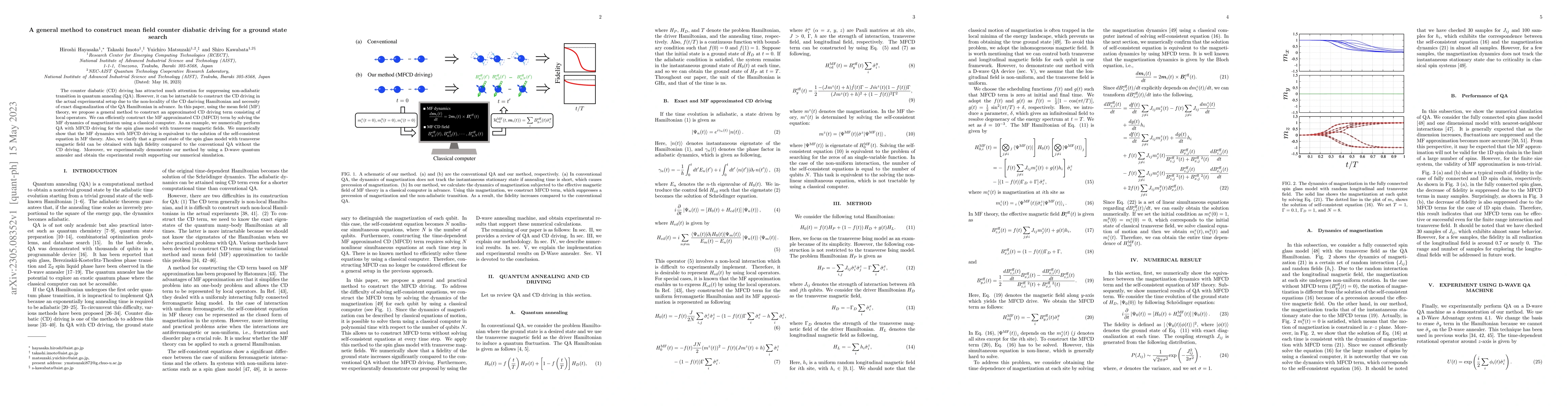 Thumbnail for A general method to construct mean field counter diabatic driving for a
  ground state search