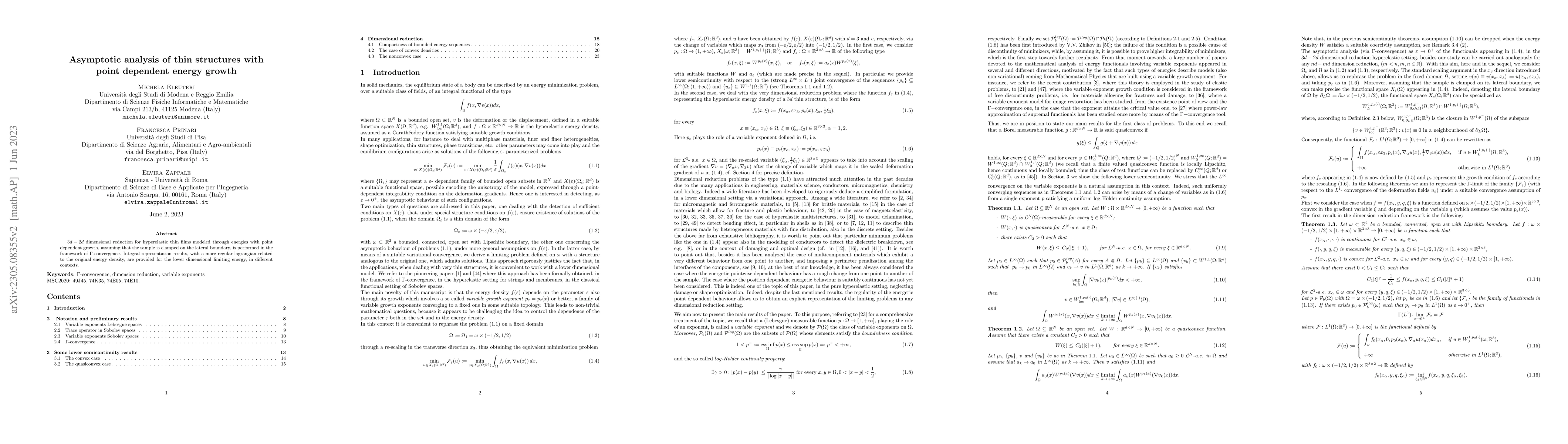 Thumbnail for Asymptotic analysis of thin structures with point dependent energy
  growth