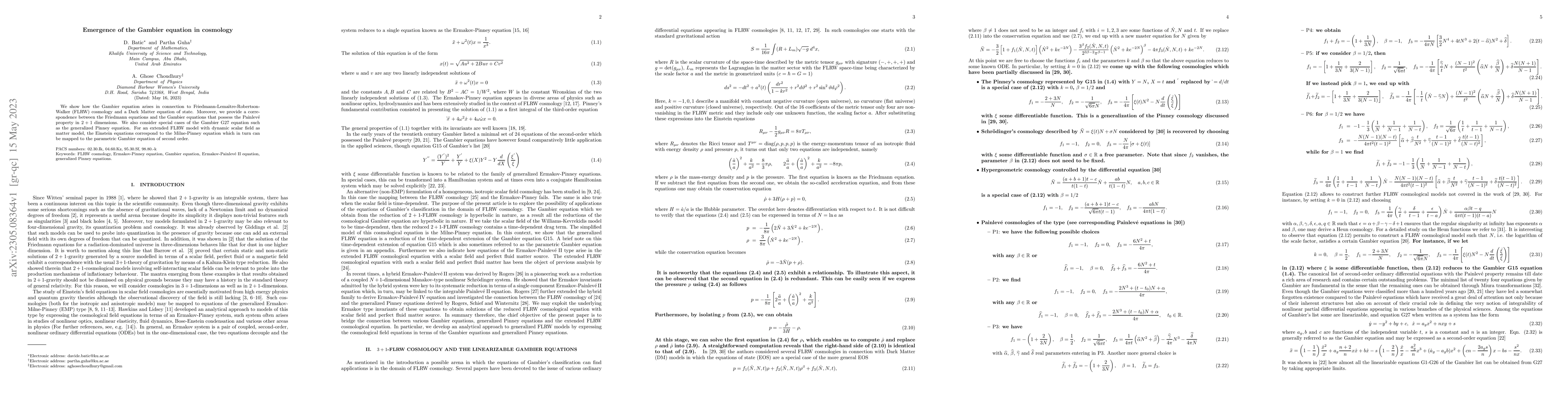 Thumbnail for Emergence of the Gambier equation in cosmology
