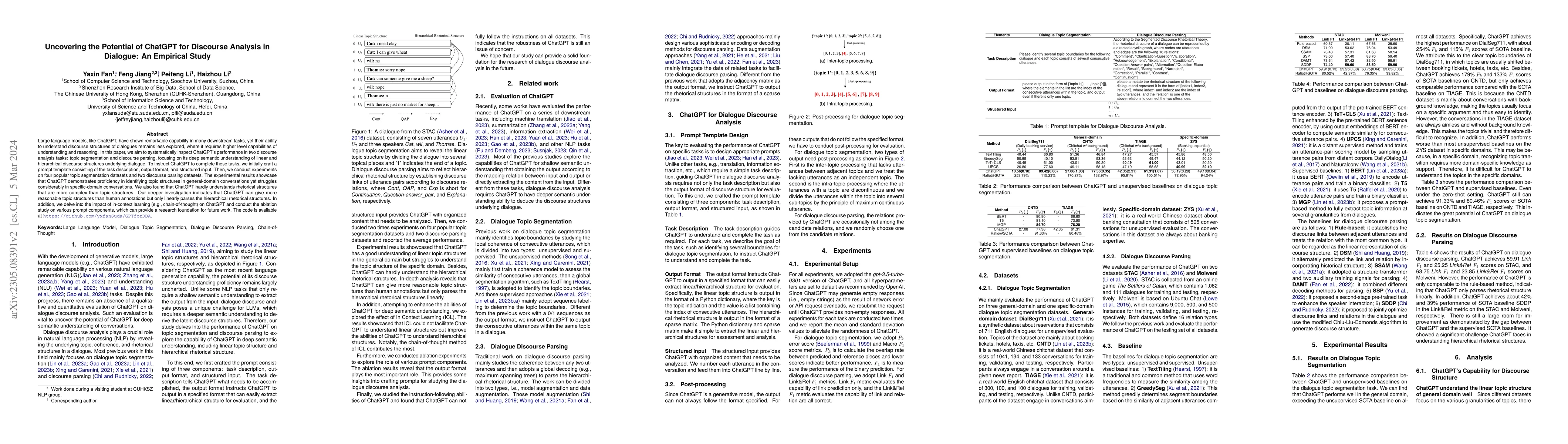 Thumbnail for Uncovering the Potential of ChatGPT for Discourse Analysis in Dialogue:
  An Empirical Study