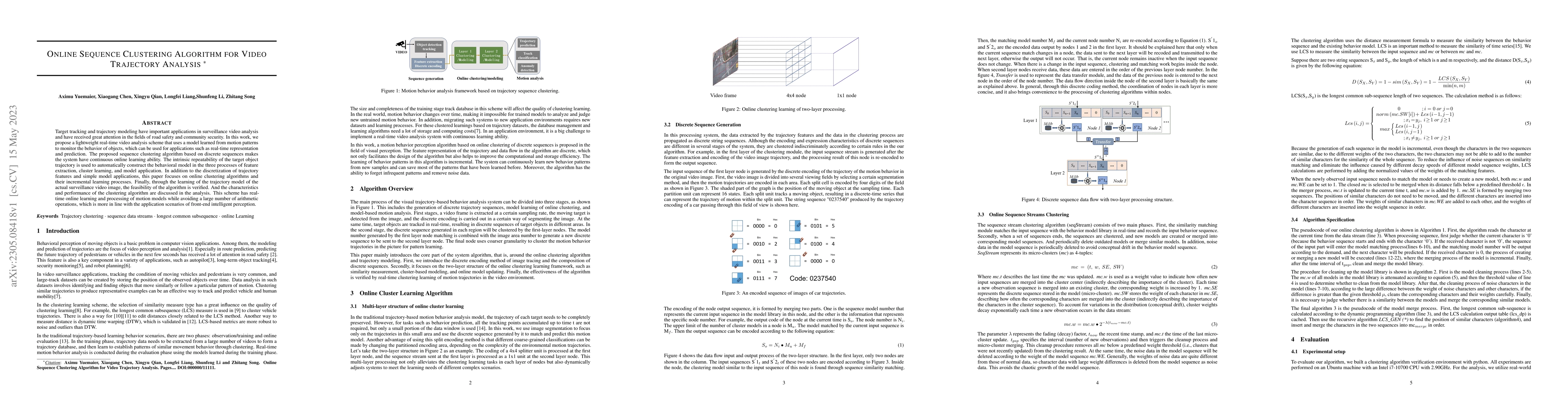 Thumbnail for Online Sequence Clustering Algorithm for Video Trajectory Analysis