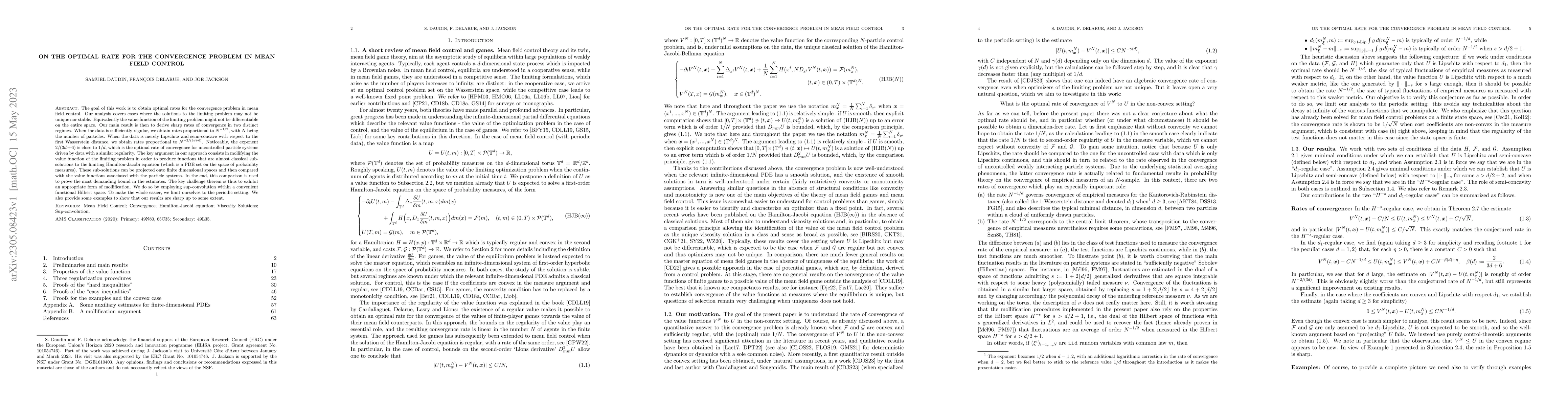 Thumbnail for On the Optimal Rate for the Convergence Problem in Mean Field Control