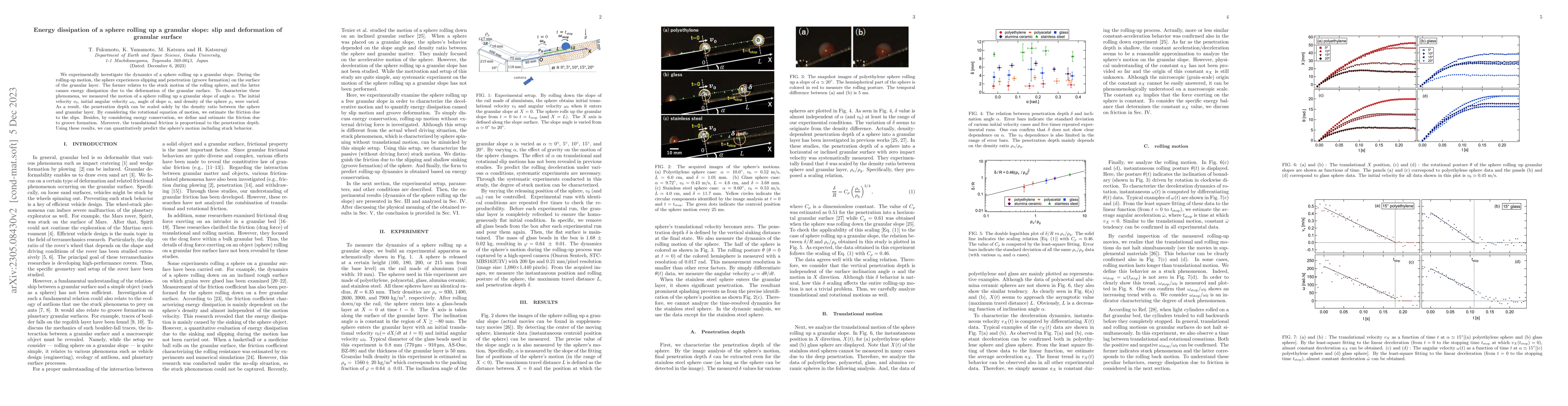 Thumbnail for Energy dissipation of a sphere rolling up a granular slope: slip and
  deformation of granular surface