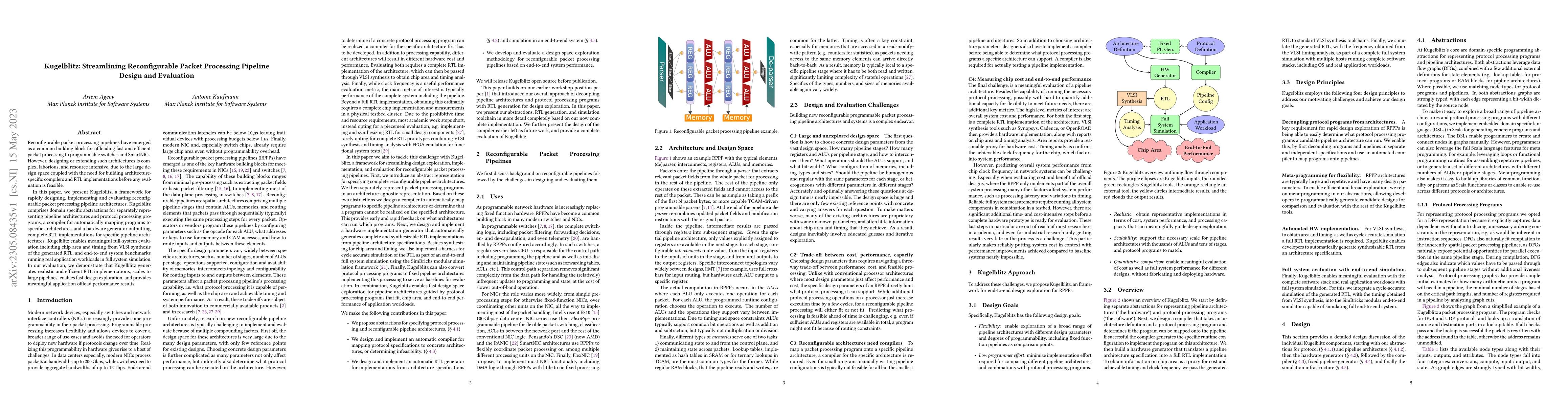 Thumbnail for Kugelblitz: Streamlining Reconfigurable Packet Processing Pipeline
  Design and Evaluation