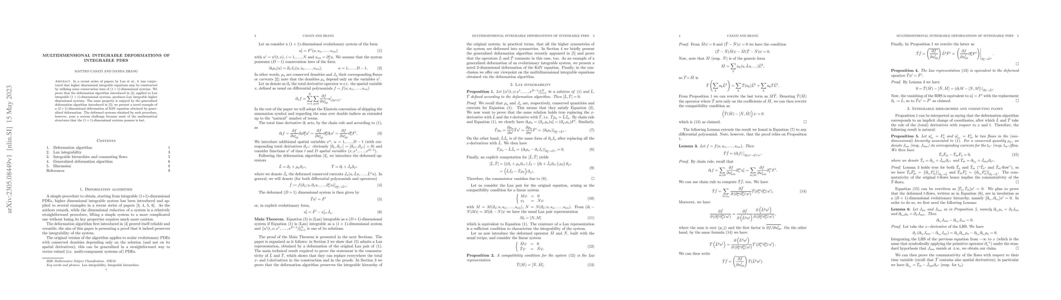 Thumbnail for Multidimensional Integrable Deformations of Integrable PDEs