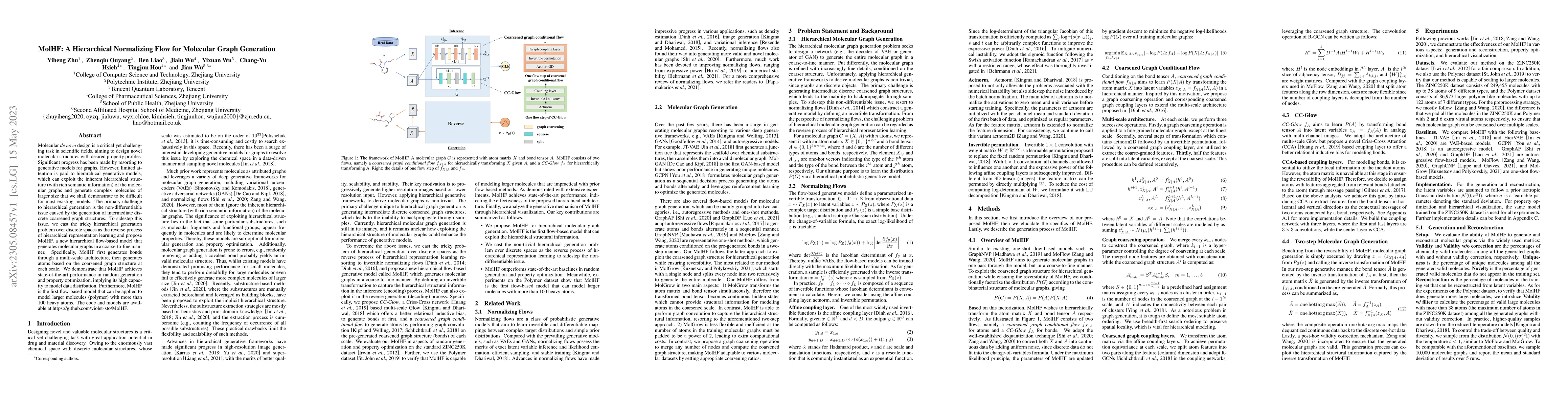 Thumbnail for MolHF: A Hierarchical Normalizing Flow for Molecular Graph Generation