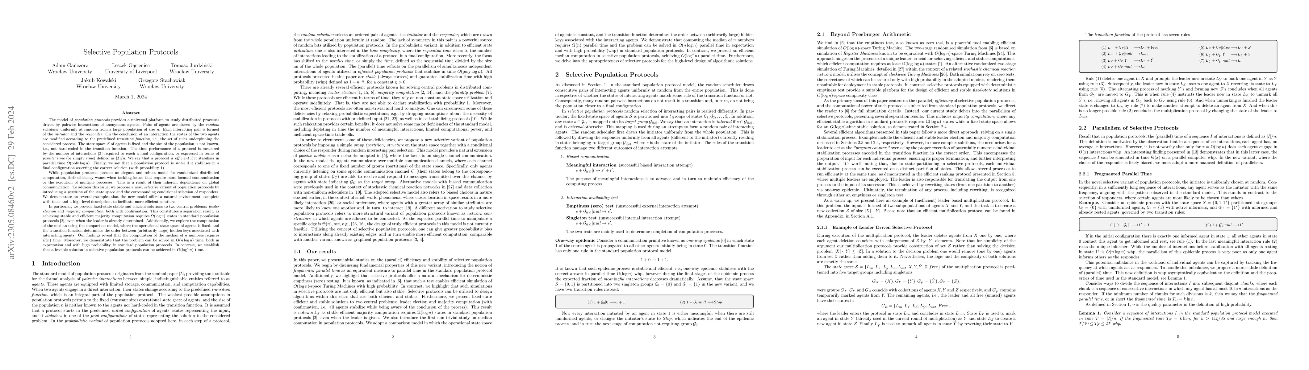 Thumbnail for Selective Population Protocols