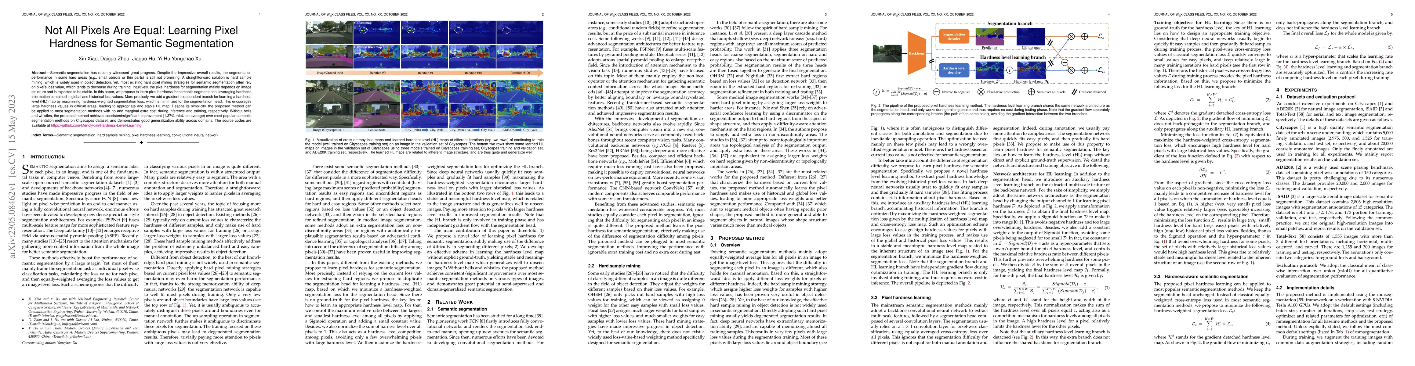 Thumbnail for Not All Pixels Are Equal: Learning Pixel Hardness for Semantic
  Segmentation