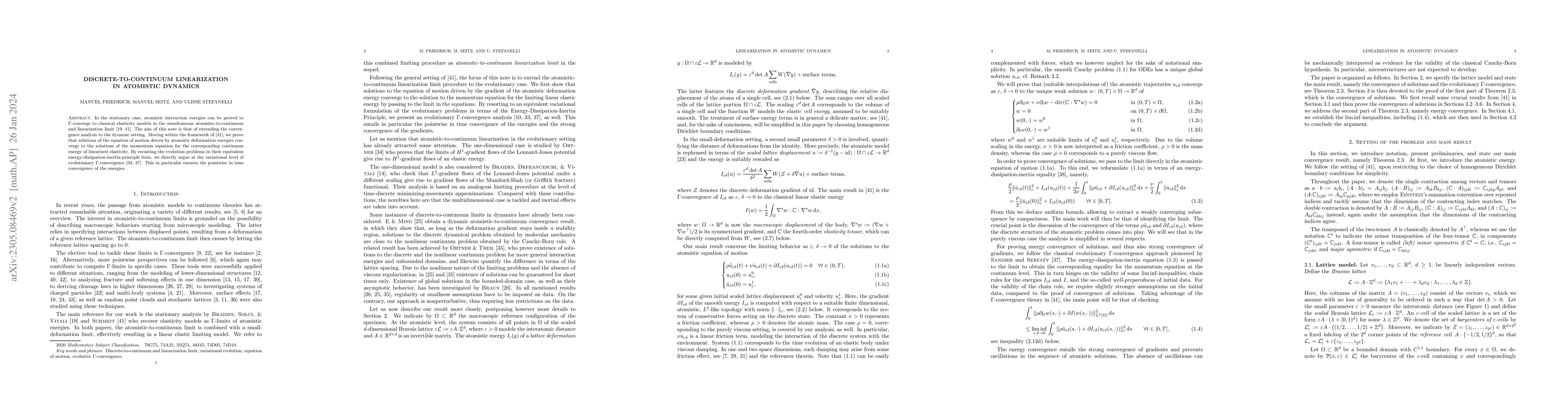 Thumbnail for Discrete-to-continuum linearization in atomistic dynamics