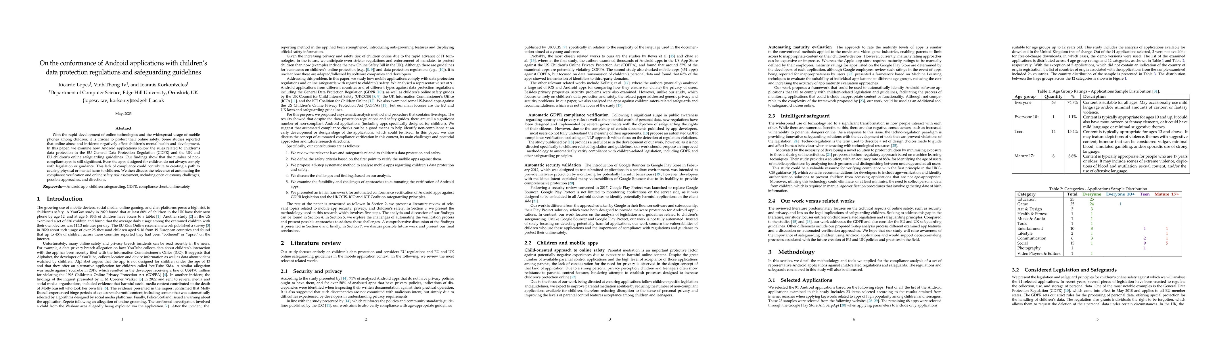 Thumbnail for On the conformance of Android applications with children's data
  protection regulations and safeguarding guidelines