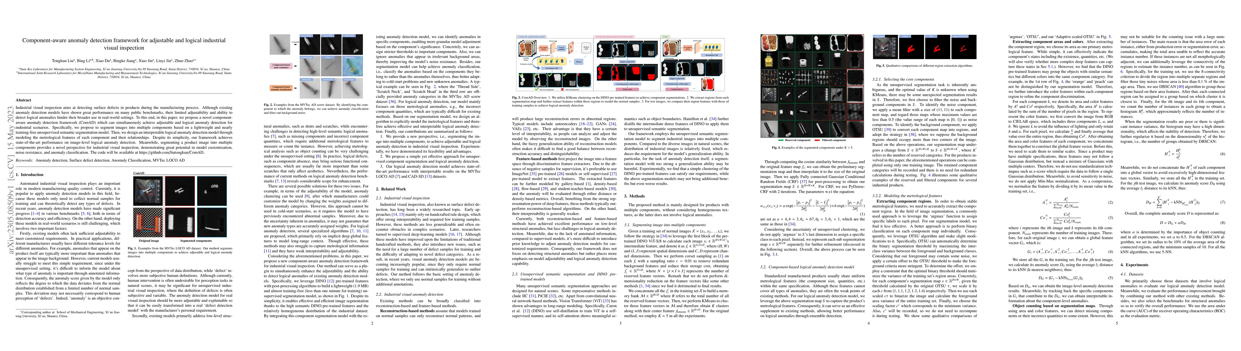 Thumbnail for Component-aware anomaly detection framework for adjustable and logical
  industrial visual inspection