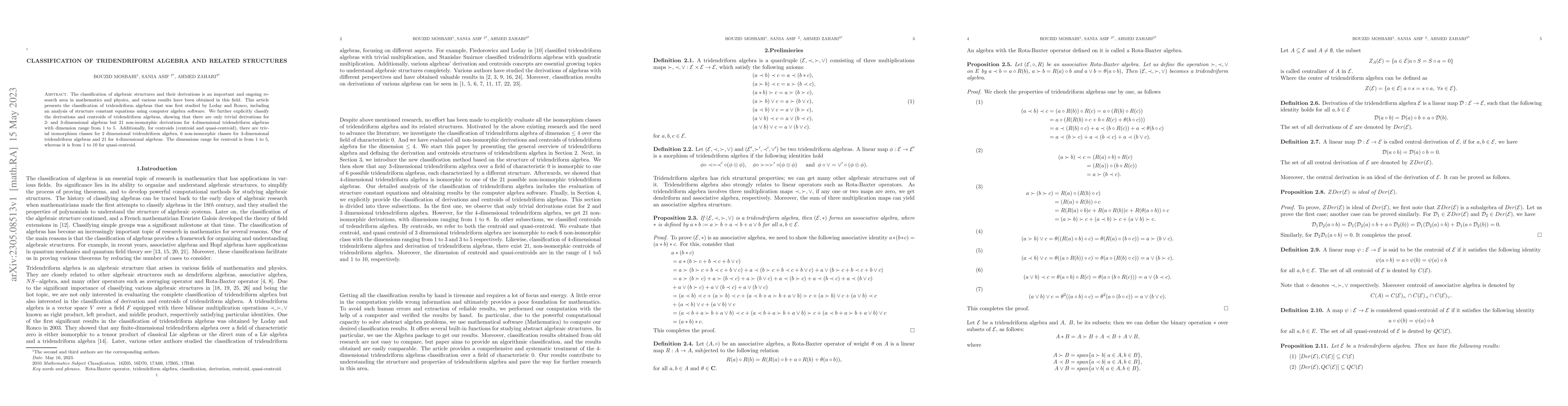 Thumbnail for Classification of tridendriform algebra and related structures