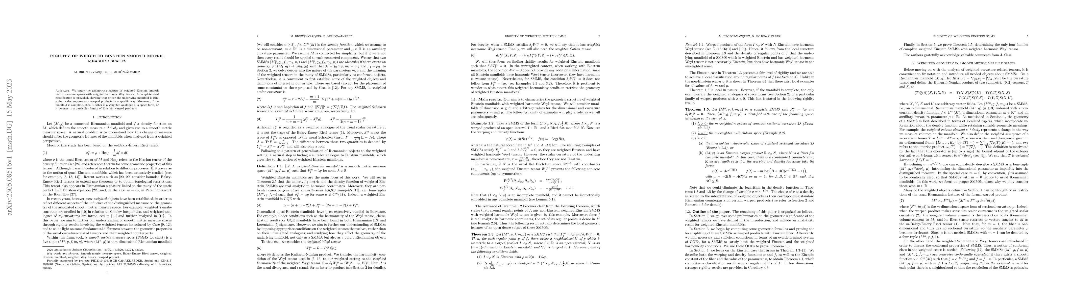 Thumbnail for Rigidity of weighted Einstein smooth metric measure spaces