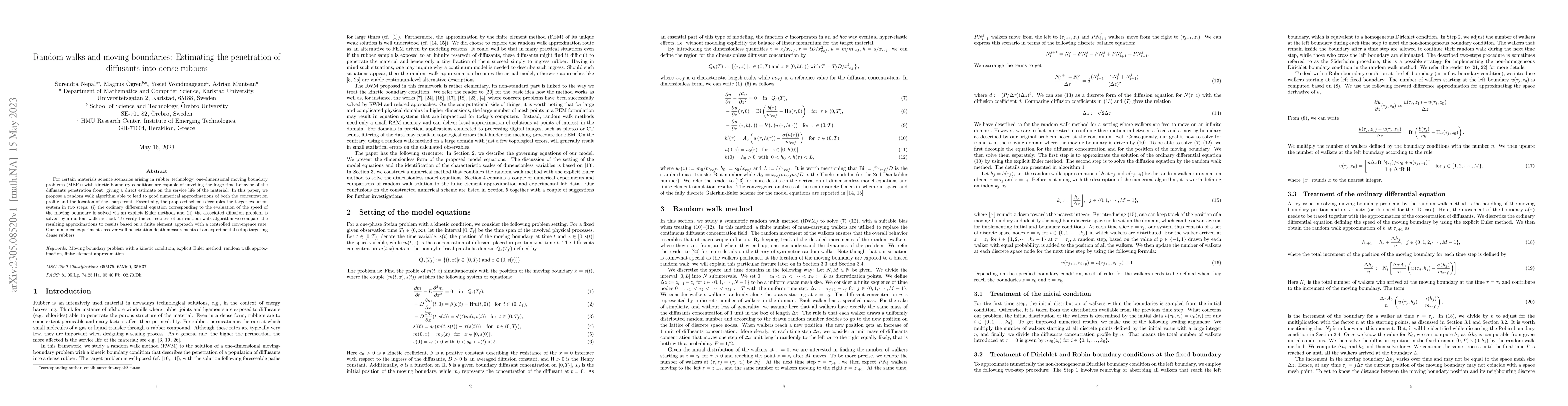 Thumbnail for Random walks and moving boundaries: Estimating the penetration of
  diffusants into dense rubbers