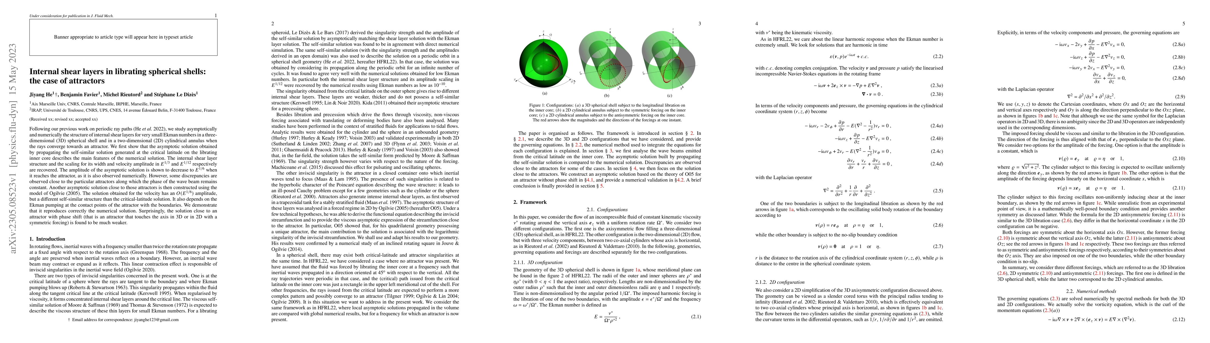 Thumbnail for Internal shear layers in librating spherical shells: the case of
  attractors