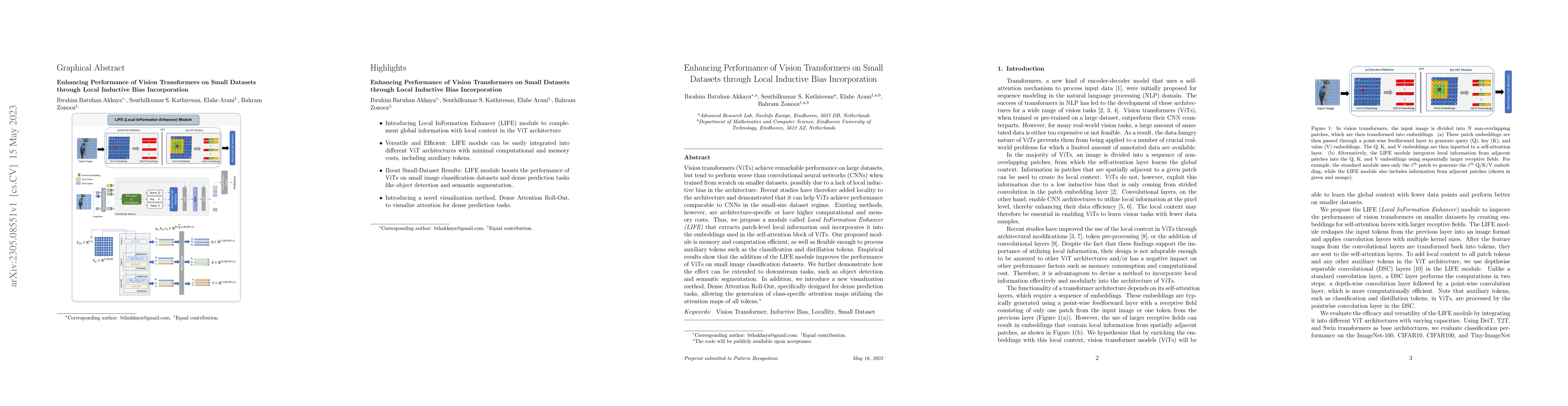 Thumbnail for Enhancing Performance of Vision Transformers on Small Datasets through
  Local Inductive Bias Incorporation