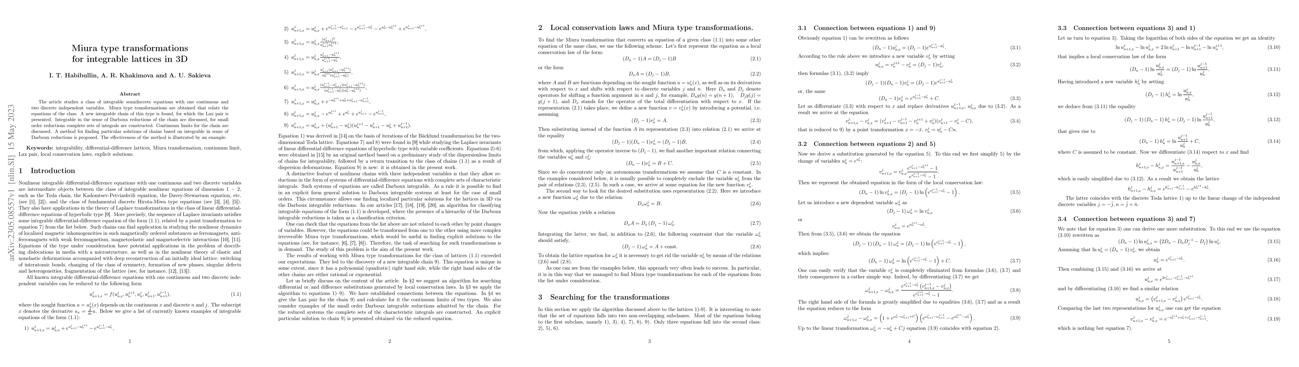 Thumbnail for Miura type transformations for integrable lattices in 3D