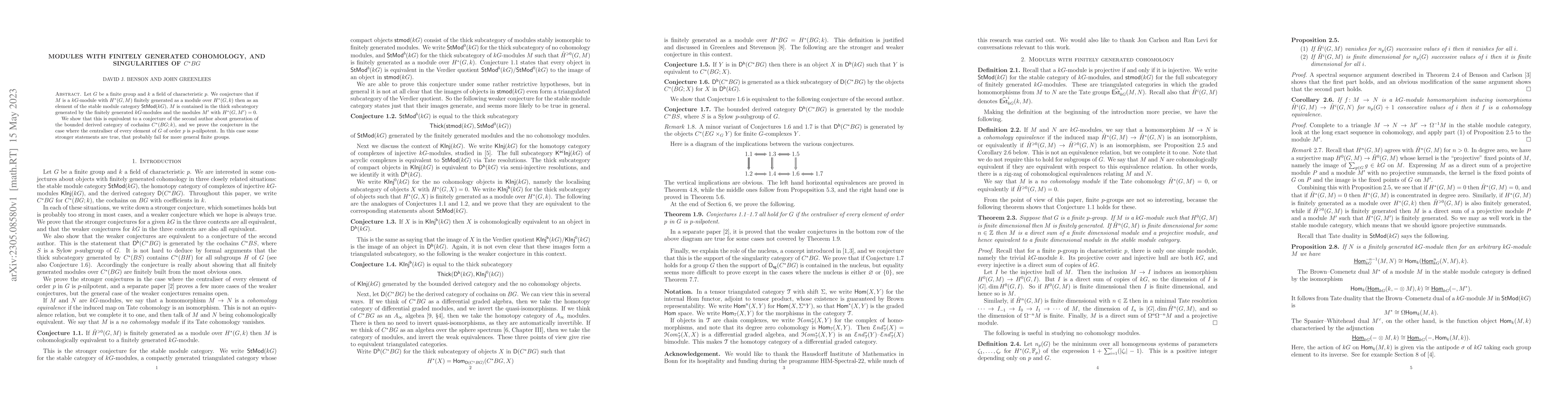 Thumbnail for Modules with finitely generated cohomology, and singularities of $C^*BG$