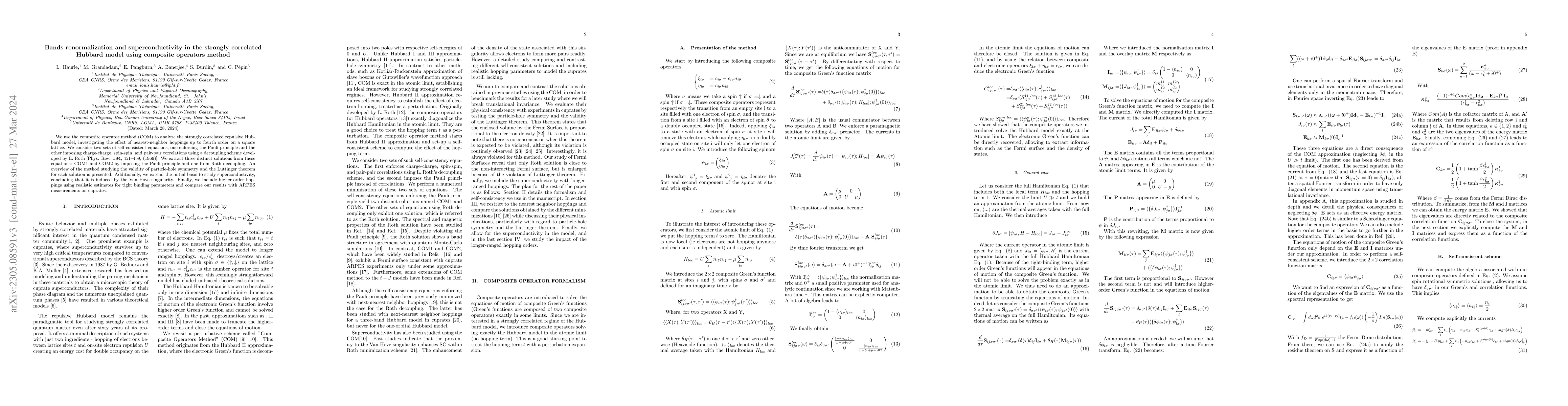 Thumbnail for Bands renormalization and superconductivity in the strongly correlated
  Hubbard model using composite operators method