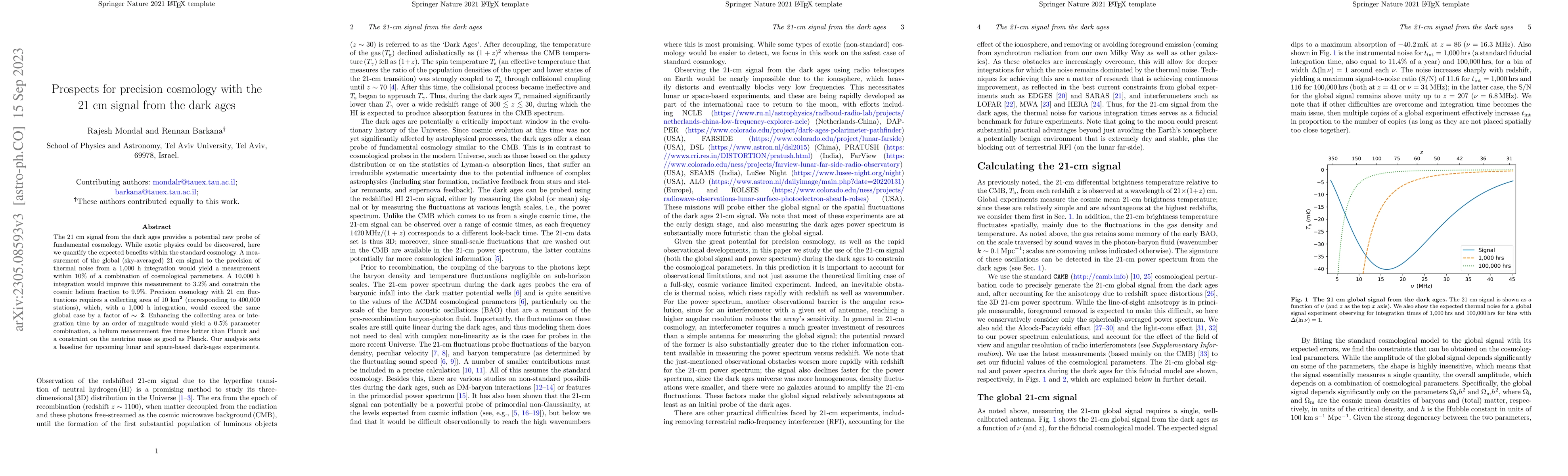 Thumbnail for Prospects for precision cosmology with the 21 cm signal from the dark
  ages