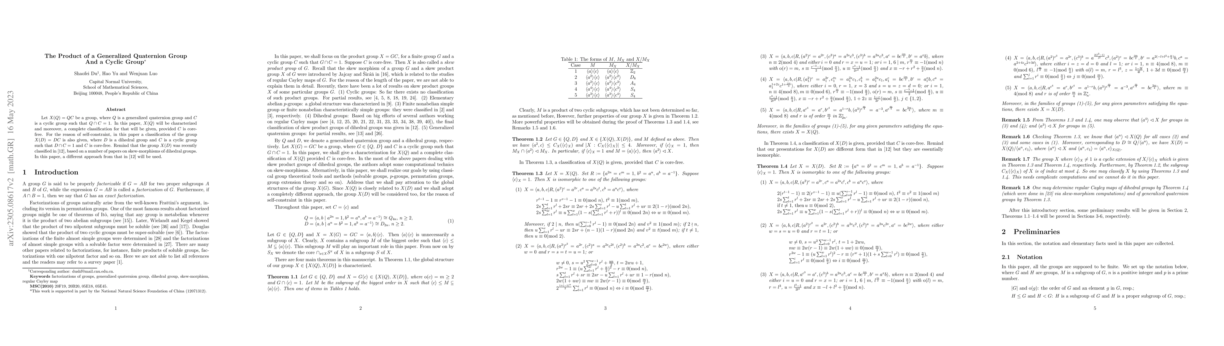 Thumbnail for The Product of a Generalized Quaternion Group And a Cyclic Group