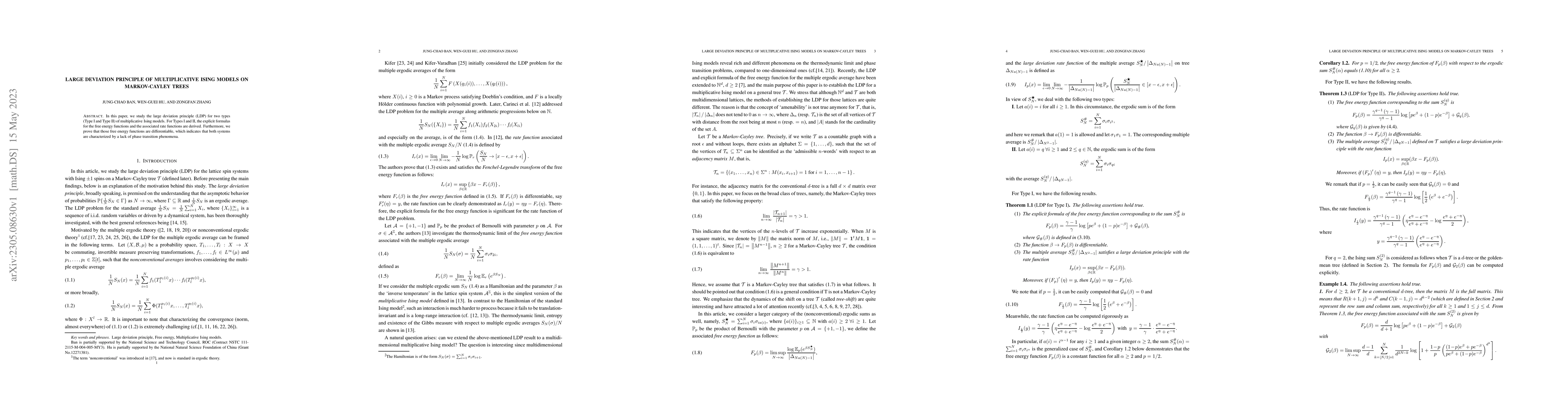Thumbnail for Large deviation principle of Multiplicative Ising models on
  Markov-Cayley Trees