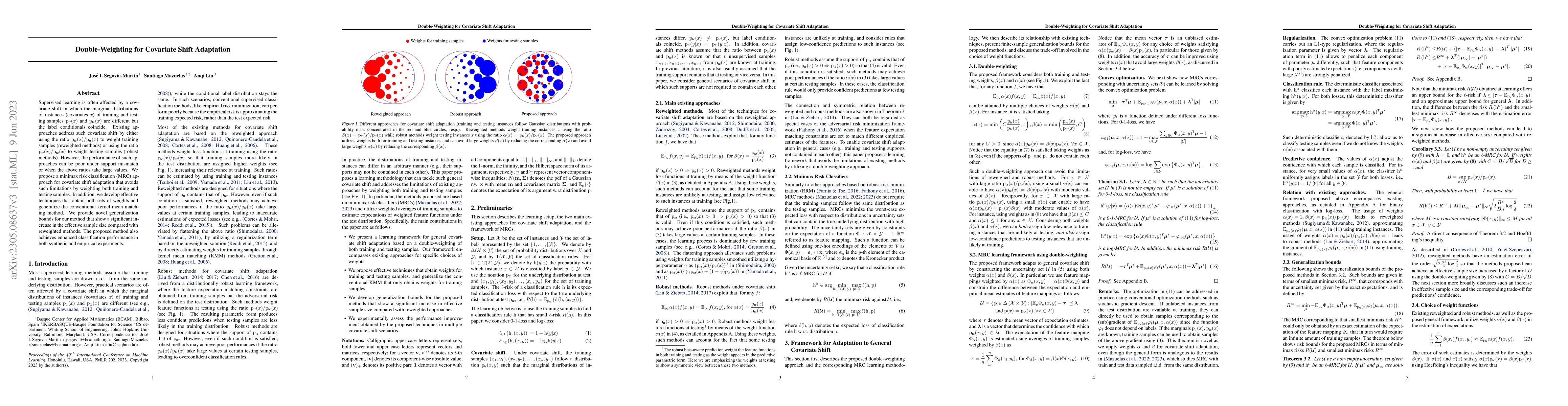 Thumbnail for Double-Weighting for Covariate Shift Adaptation