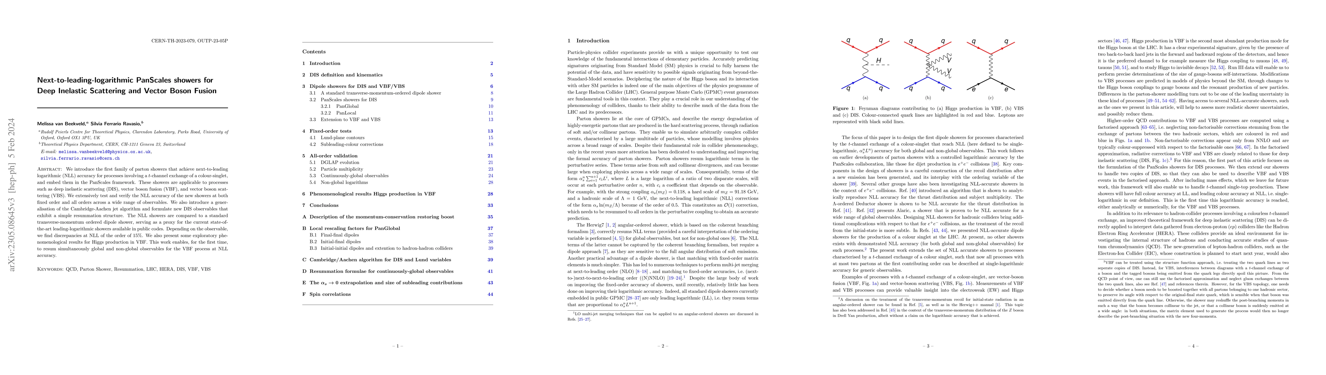 Thumbnail for Next-to-leading-logarithmic PanScales showers for Deep Inelastic
  Scattering and Vector Boson Fusion