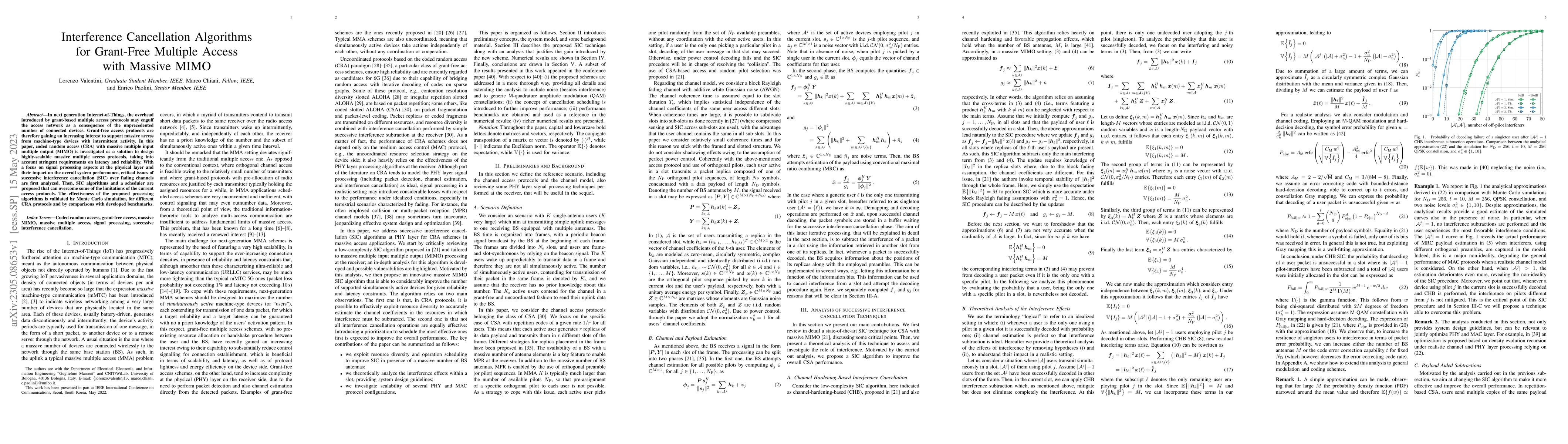 Thumbnail for Interference Cancellation Algorithms for Grant-Free Multiple Access with
  Massive MIMO