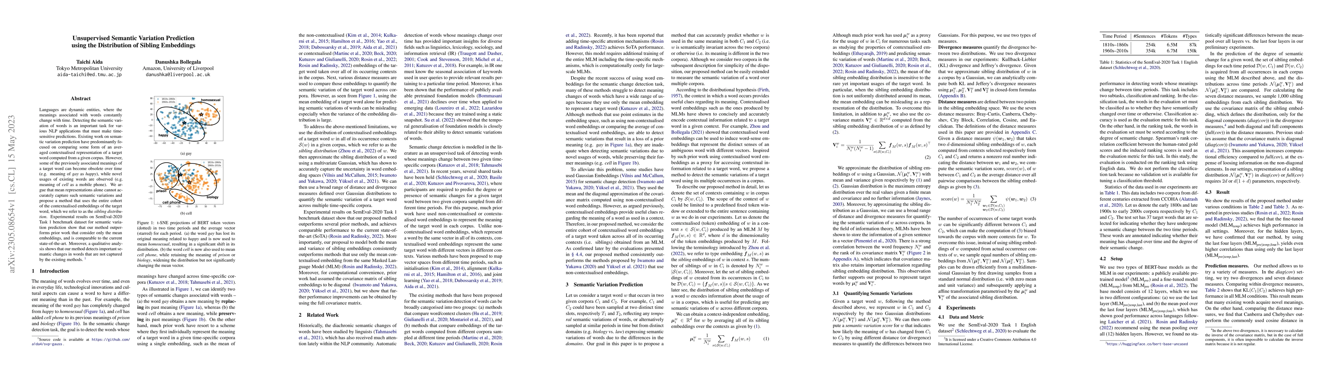 Thumbnail for Unsupervised Semantic Variation Prediction using the Distribution of
  Sibling Embeddings