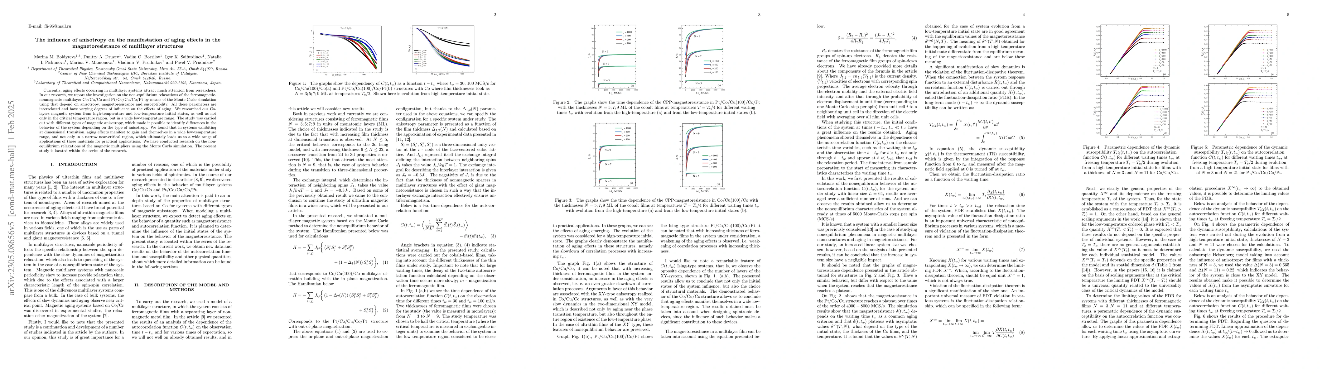 Thumbnail for The influence of anisotropy on the manifestation of aging effects in the
  magnetoresistance of multilayer structures